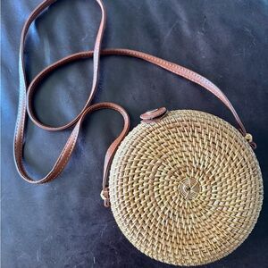 Summer & Rose Tan Crossbody Bag with Woven Design